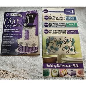 Wilton Method of Cake Decorating Courses 1-4 and Cake Decorating 2014 Yearbook